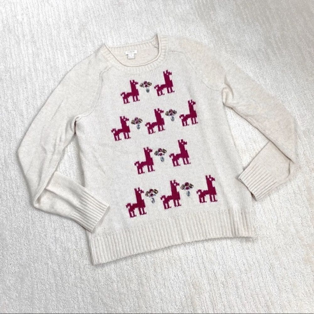✨ J Crew Jeweled Llama Wool Sweater